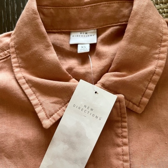 New Directions Dusty Apricot Pink Lightweight Linen  blend Jacket with 6 Pockets - Picture 15 of 16